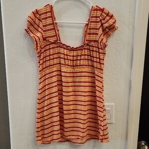 Rue21 Red and Yellow Striped Blouse